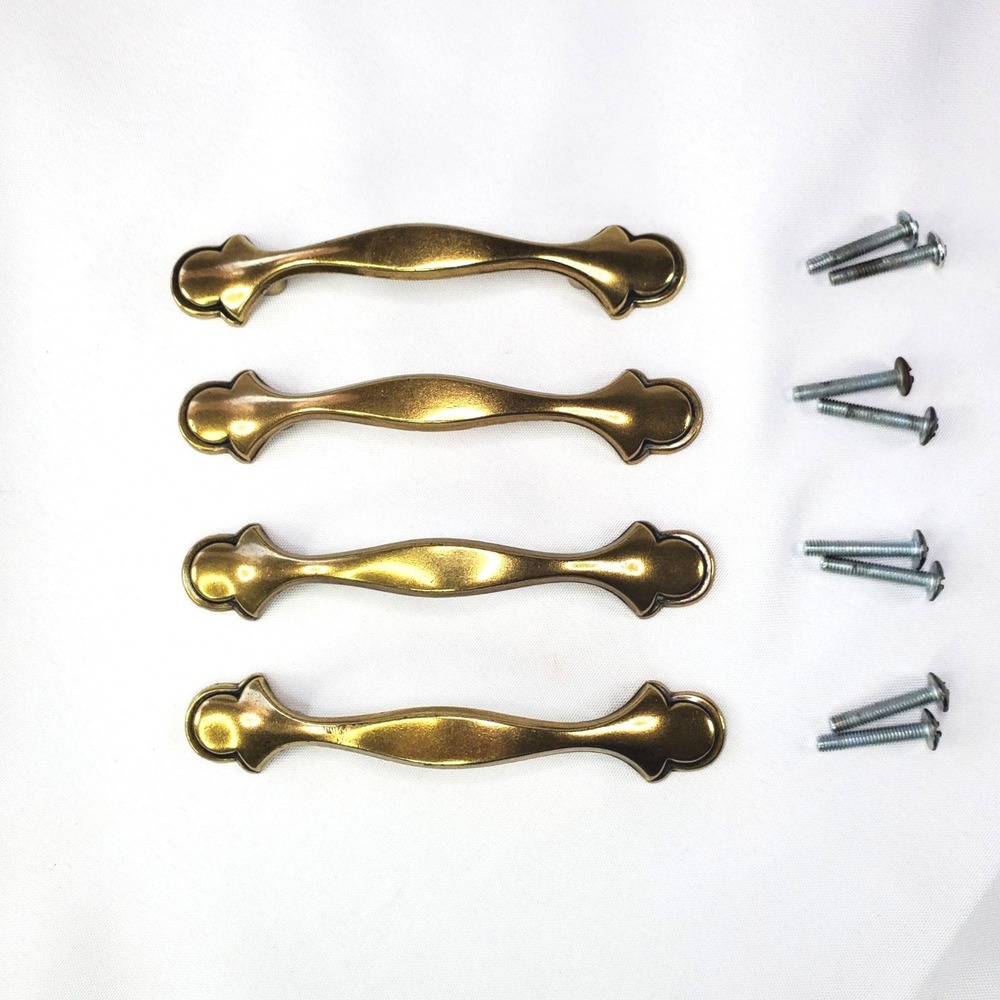 VTG Amerock Brass Ornate Cabinet Handle Drawer Pull Rustic Finishes Regency